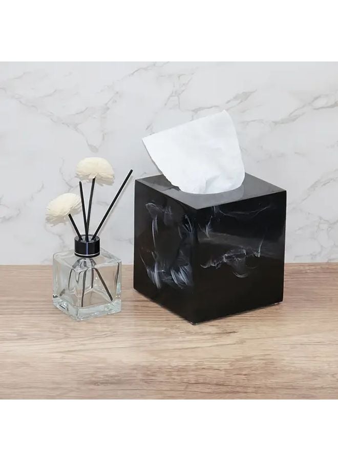 White Imitation Marble Tissue Box Holder 5 12 Inch Square Bathroom Organizer - Image 5